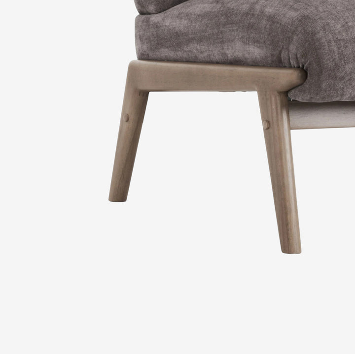 Mira Vintage Style Oversized Accent Chair in Fabric Upholstery - Dark Taupe/ Walnut