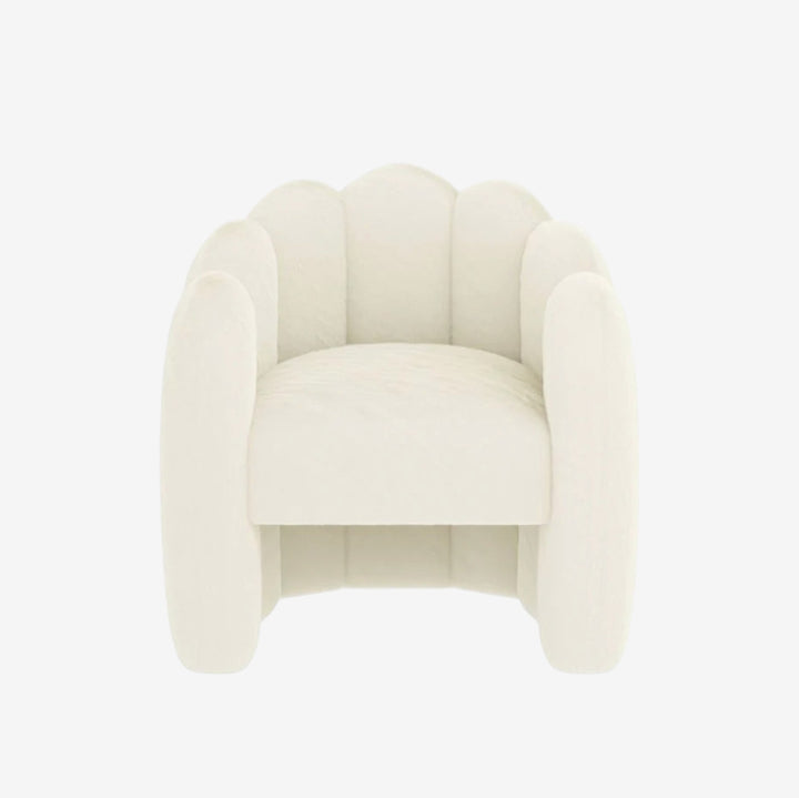 Jackson Bucket Style Accent Chair in Faux Fur Upholstery - Ivory