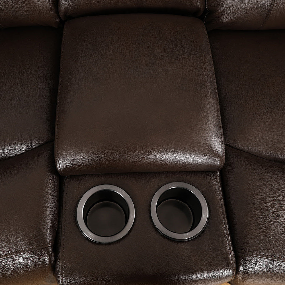Colton 5-Seater Sectional Recliner In Genuine Leather Match Upholstery - Chocolate