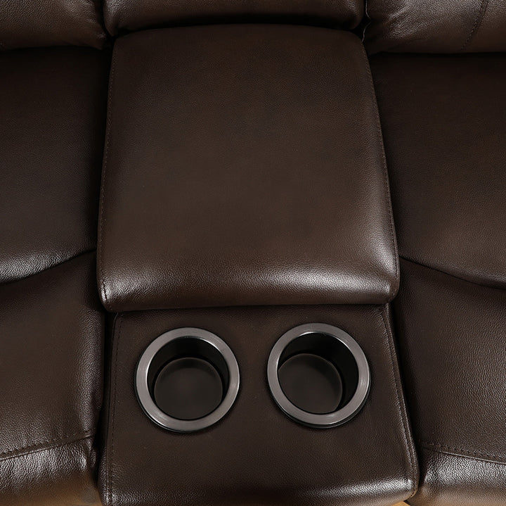 Colton 5-Seater Sectional Recliner In Genuine Leather Match Upholstery - Chocolate