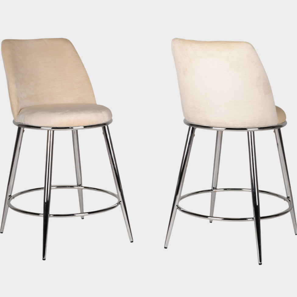Nova Beige Counter Stool – Set of 2 | Modern Design with Chrome Legs & Footrest