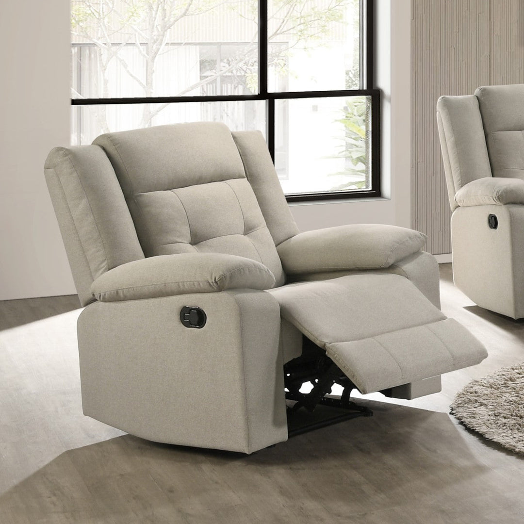 Reina Manual Recliner Chair in Fabric Upholstery - Beige