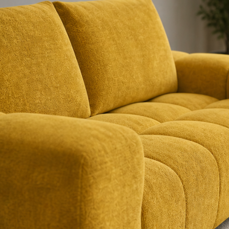 Zara Yellow 3-Seater Sofa In Fabric Upholstery