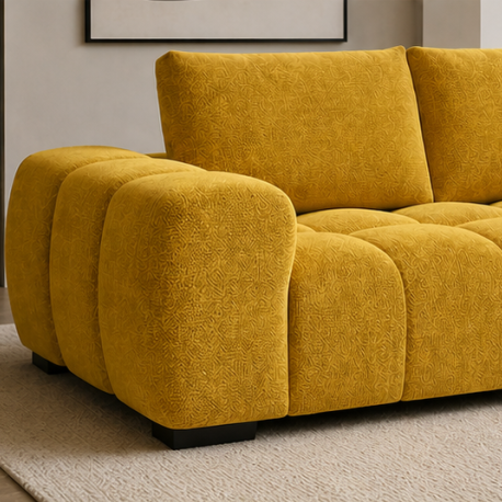 Zara Yellow 3-Seater Sofa In Fabric Upholstery