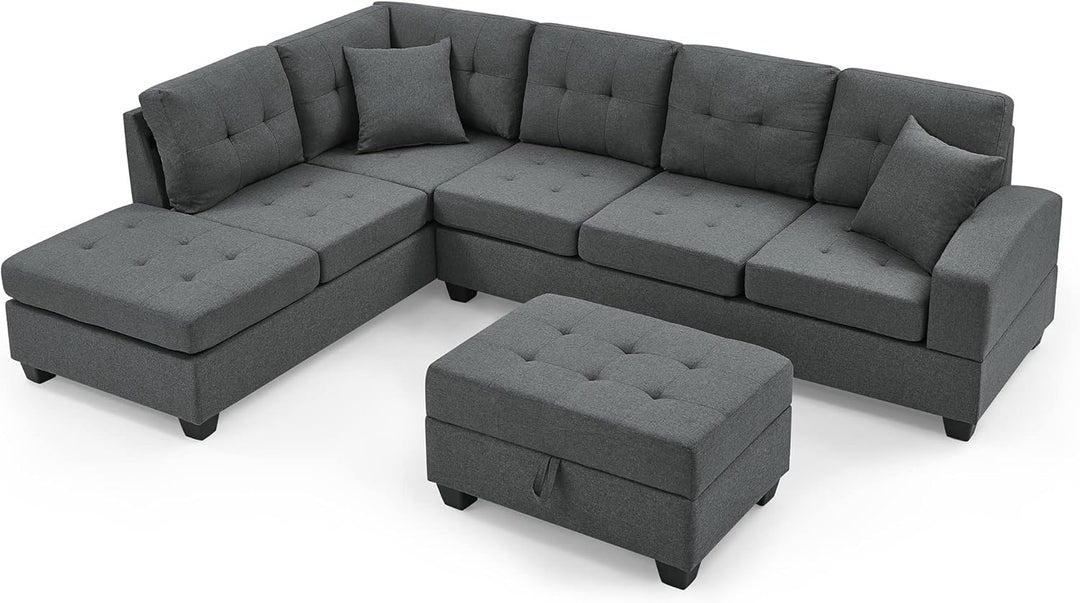 Haven Sectional Sofa In Fabric Upholstery - Grey | Available In LHF/ RHF Configuration