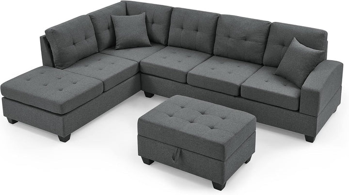 Haven Sectional Sofa In Fabric Upholstery - Grey | Available In LHF/ RHF Configuration