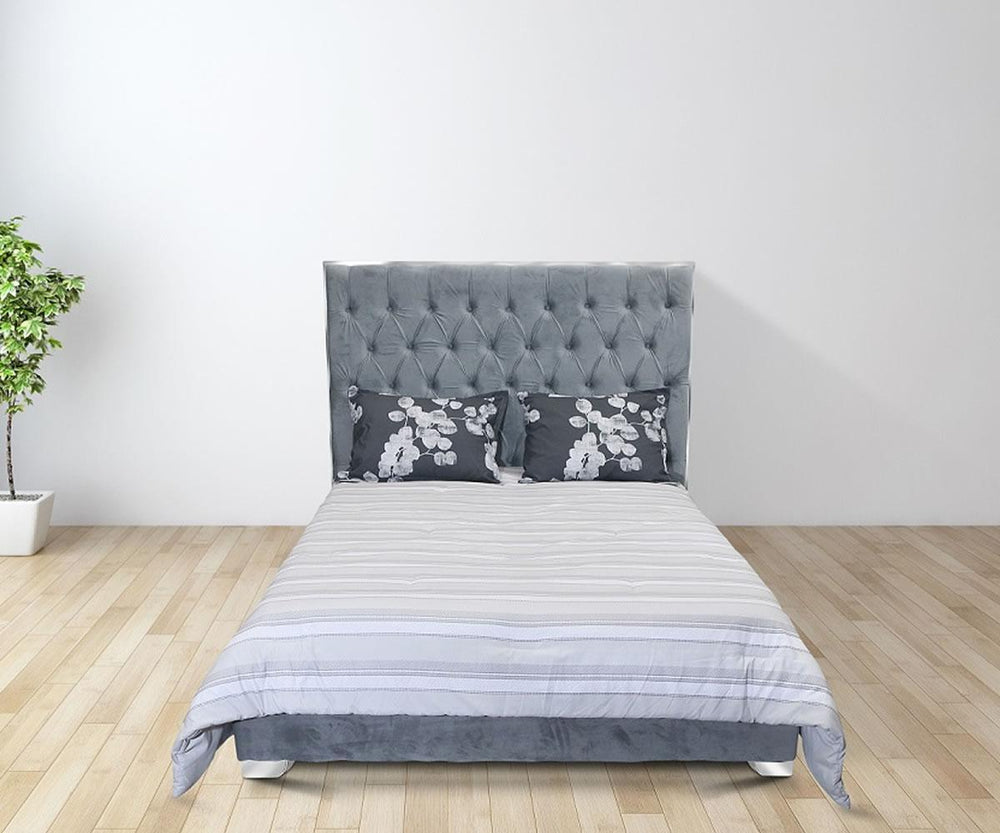 Marleigh Grey Microsuede Queen Bed