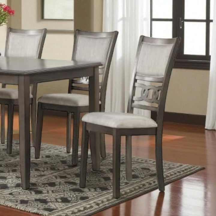 Anna Wooden Dining Table Set For 6 With Fabric Upholstered Chairs - Grey