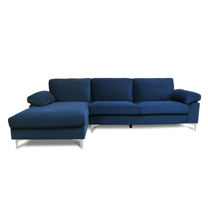 Fabric Sectional Sofa with Lounger Chaise - Overstuffed, Comfortable, and Stylish
