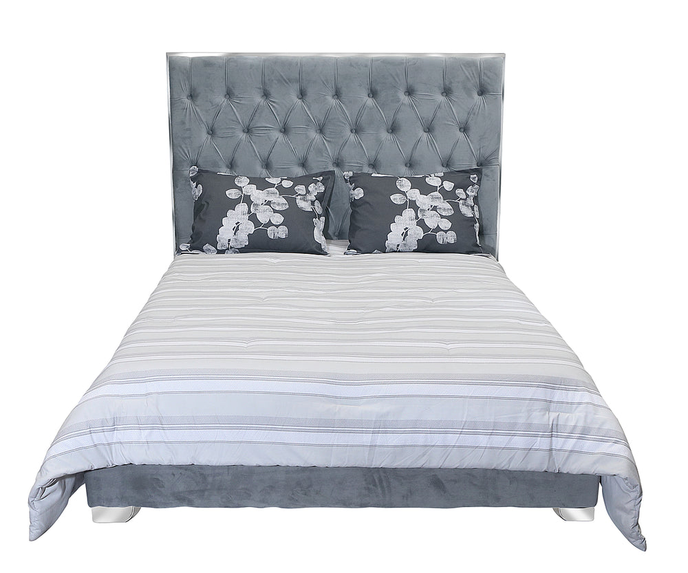 Marleigh Grey Microsuede Queen Bed