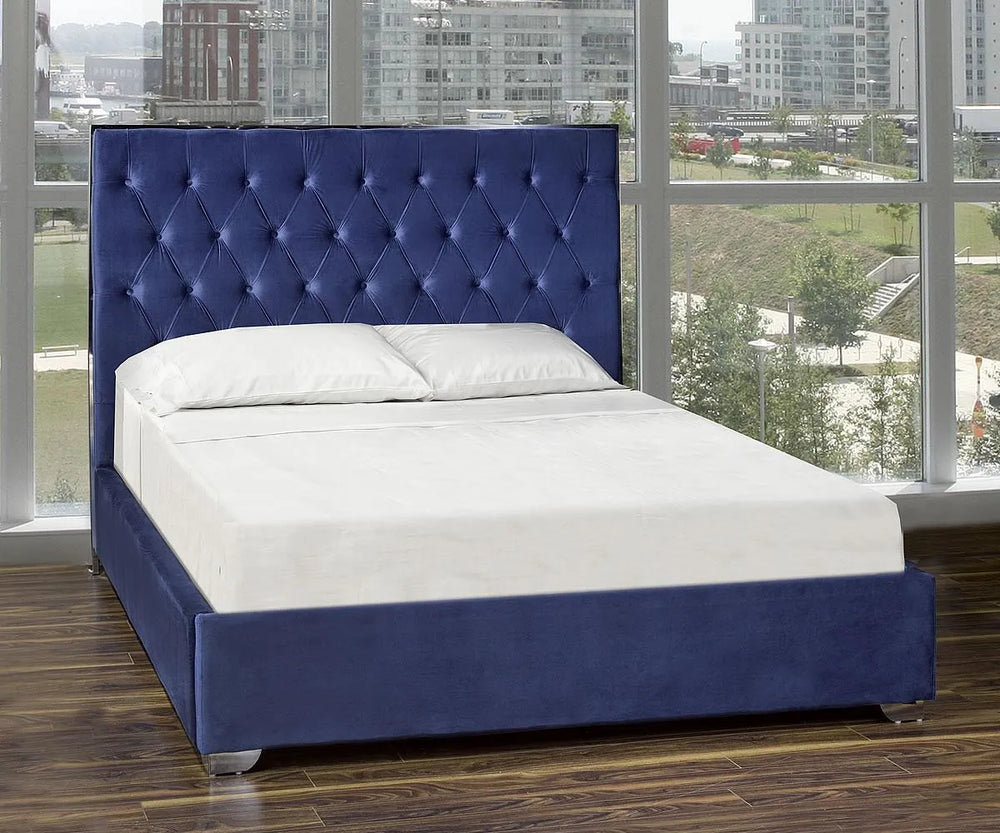 DANVILLE KING PLATFORM BED - BLUE VELVET