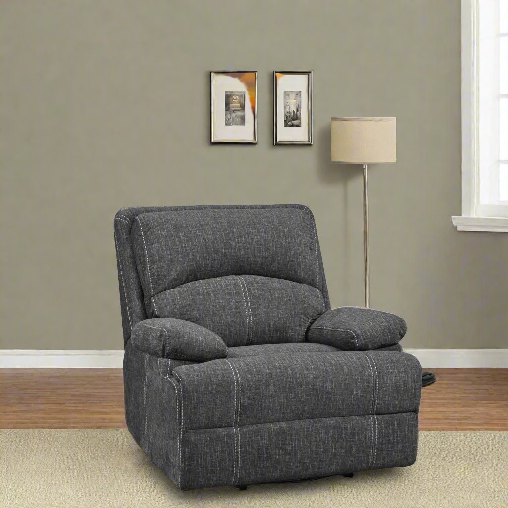 Griddy Relaxing Recliner Chair With Soft Polyester Fabric Upholstery - Grey