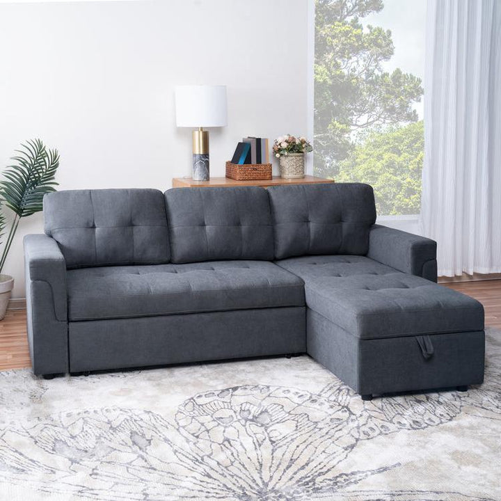 Meadow Reversible Sectional Sofa Bed In Fabric Upholstery - Grey