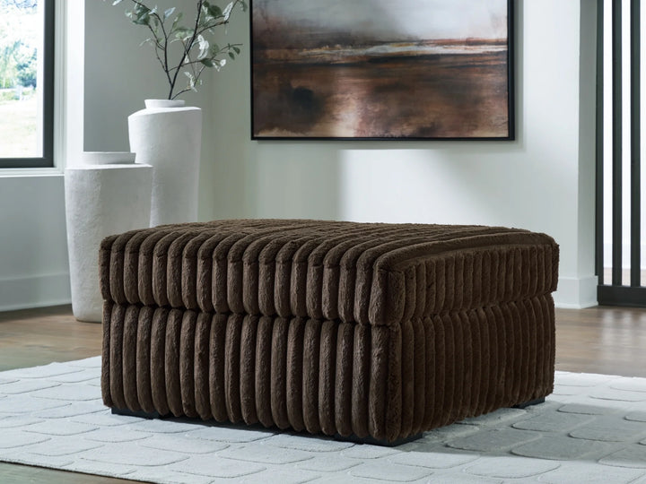 9810408 Midnight-madness Oversized Accent Ottoman In Fabric Upholstery - Chocolate | Signature Design By Ashley