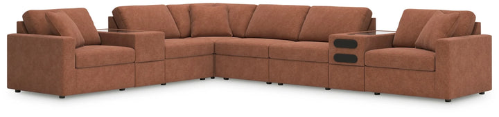 92102S30 Modmax 8-Piece Fabric Sectional Sofa With Storage &amp; Audio System Console - Spice | Signature Design By Ashley