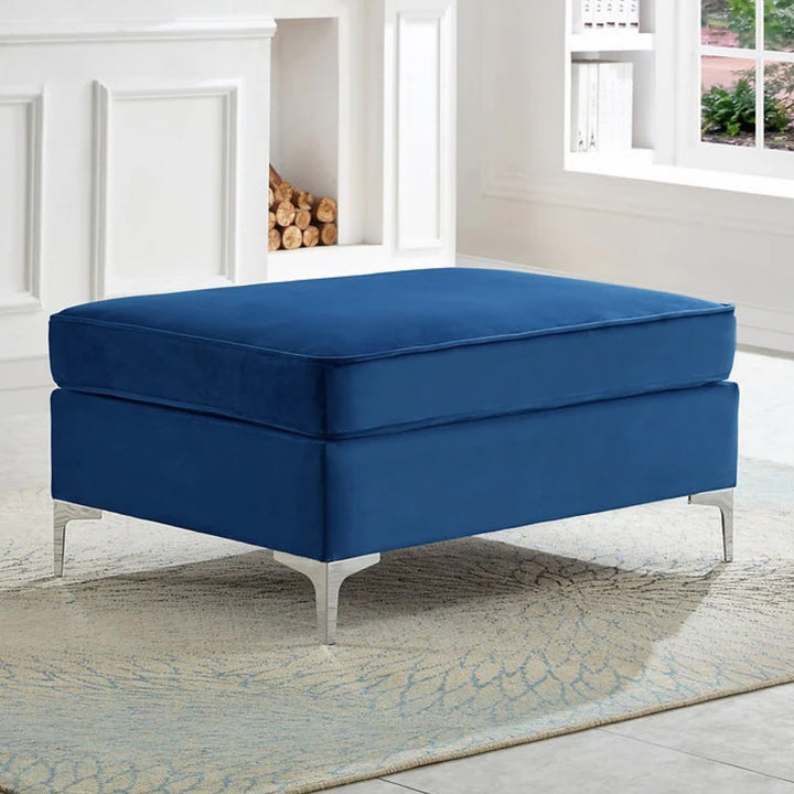Brett 3-Piece Sofa Set With Storage Ottoman & Velvet Upholstery - Enticing Blue