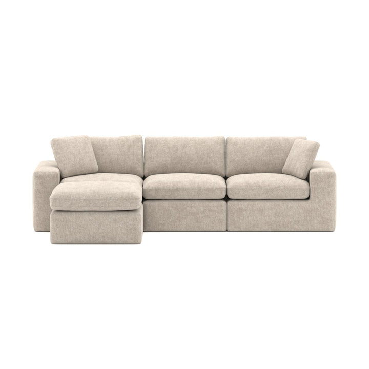 Laviar Fabric Upholstered Beige Sectional Sofa With Chaise