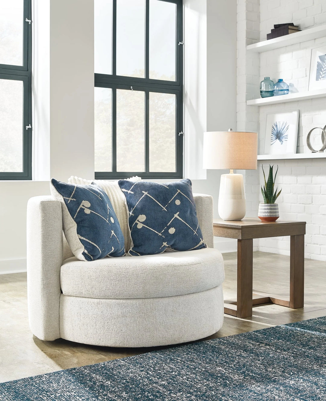 3370644 Padova Swivel Accent Chair In Fabric Upholstery - Ivory | Padova Collection By Ashley