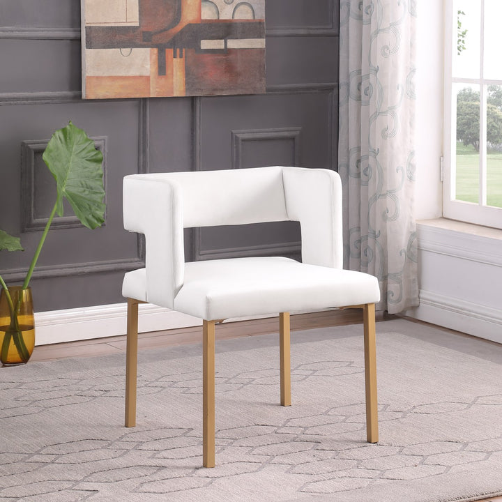 Elva Fabric Upholstered Stylish Dining Chair (Set of 2) - Beige/ Gold