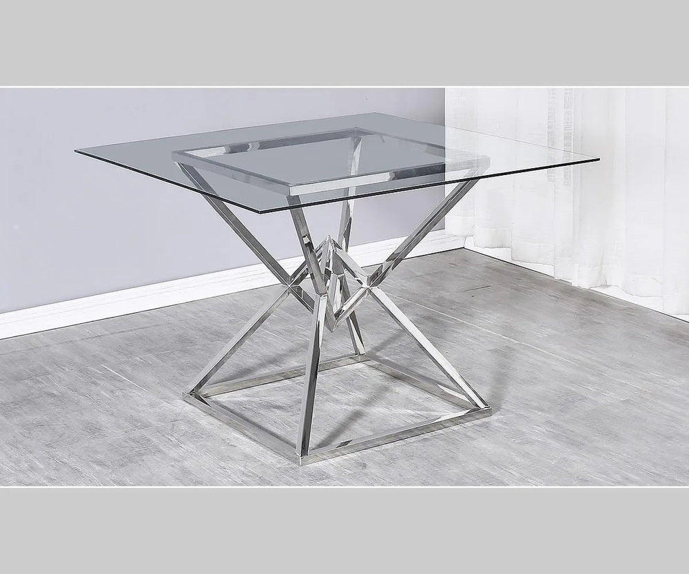 Sleek Elegance Glass-Top Dining Table with Durable Chrome Base