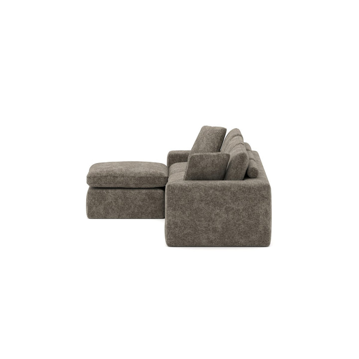 Laviar Fabric Upholstered Brown Sectional Sofa With Chaise