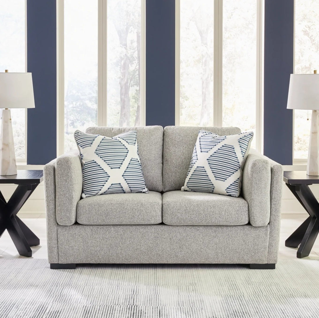 5450335 Evansley Loveseat In Fabric Upholstery - Pewter | Benchcraft By Ashley