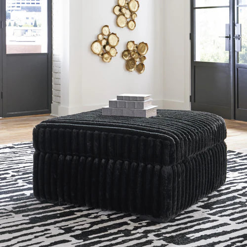 9810308 Midnight-madness Oversized Accent Ottoman In Fabric Upholstery - Onyx | Signature Design By Ashley