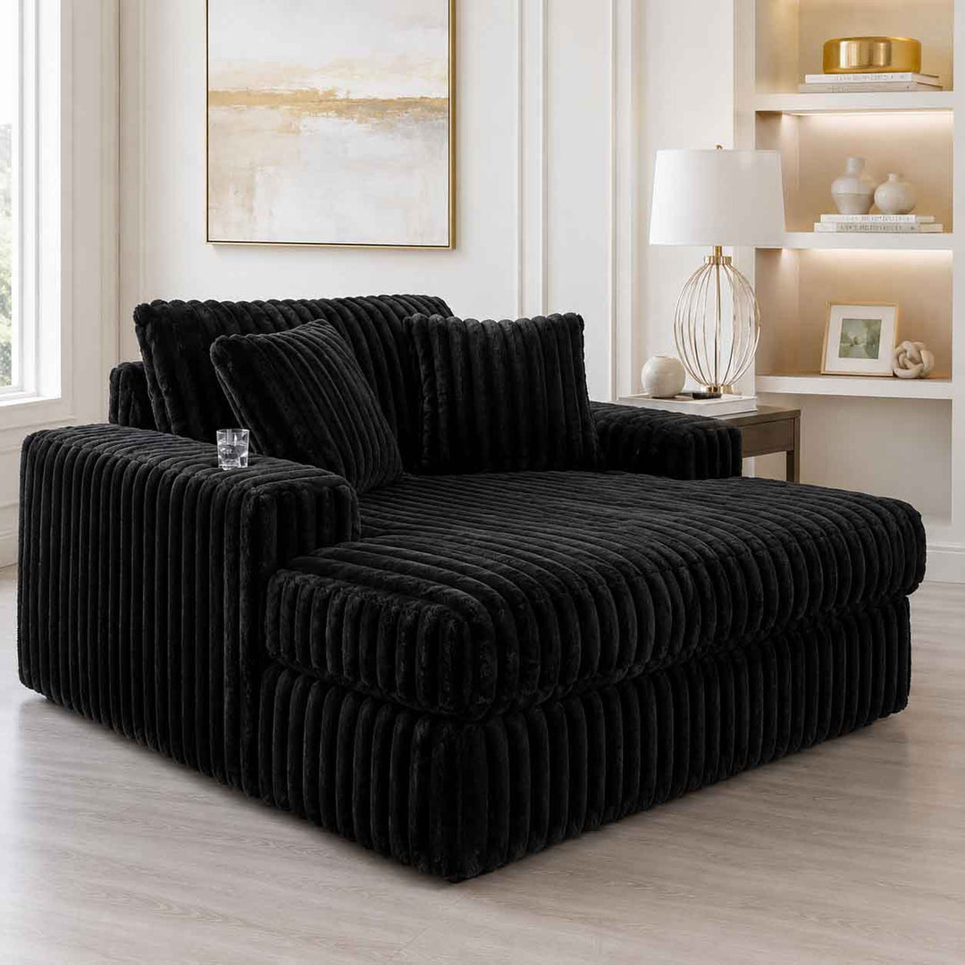 9810315 Midnight-madness Oversized Chaise In Fabric Upholstery - Onyx | Signature Design By Ashley