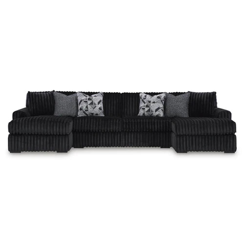 98103S5 Midnight-madness 3-Piece Fabric Sectional Sofa With Dual Chaise - Onyx | Signature Design By Ashley