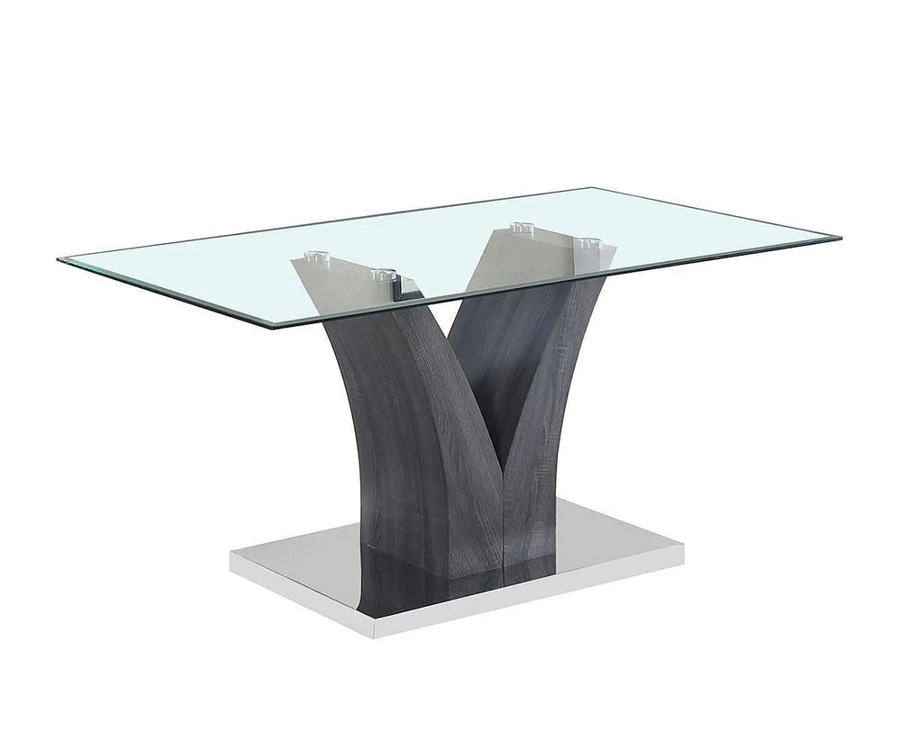 Elegance Unveiled Clear Tempered Glass Dining Table with "V" Shaped Base