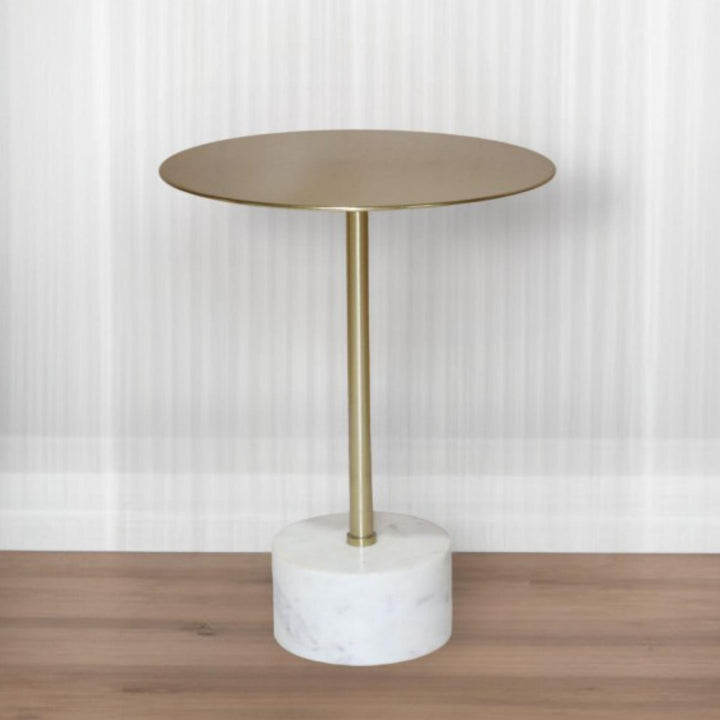 Contemporary Kieran Accent Table - White/Gold