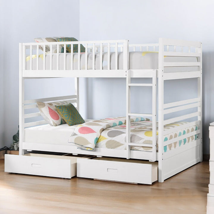 Grace Bunk Bed (Double/ Double) With Storage Drawers - White