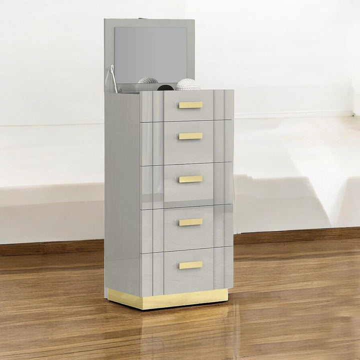 Jedd 5-Drawers Storage Chest With Appealing Grey Finish