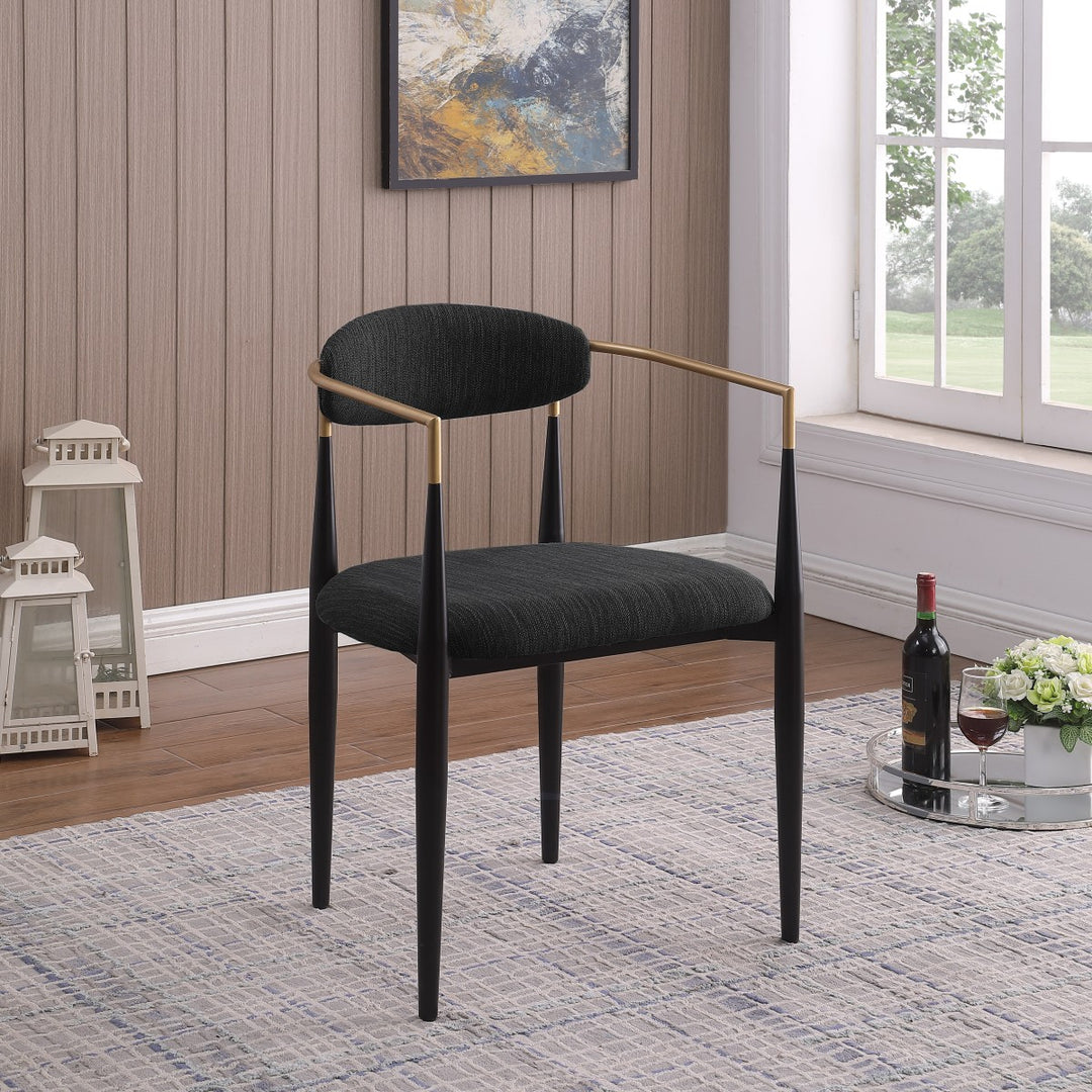Oriva Fabric Upholstered Dining Chair With Metal Frame (Set of 2) - Black/ Gold