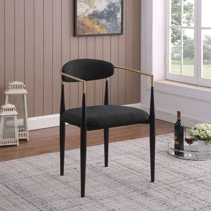 Oriva Fabric Upholstered Dining Chair With Metal Frame (Set of 2) - Black/ Gold