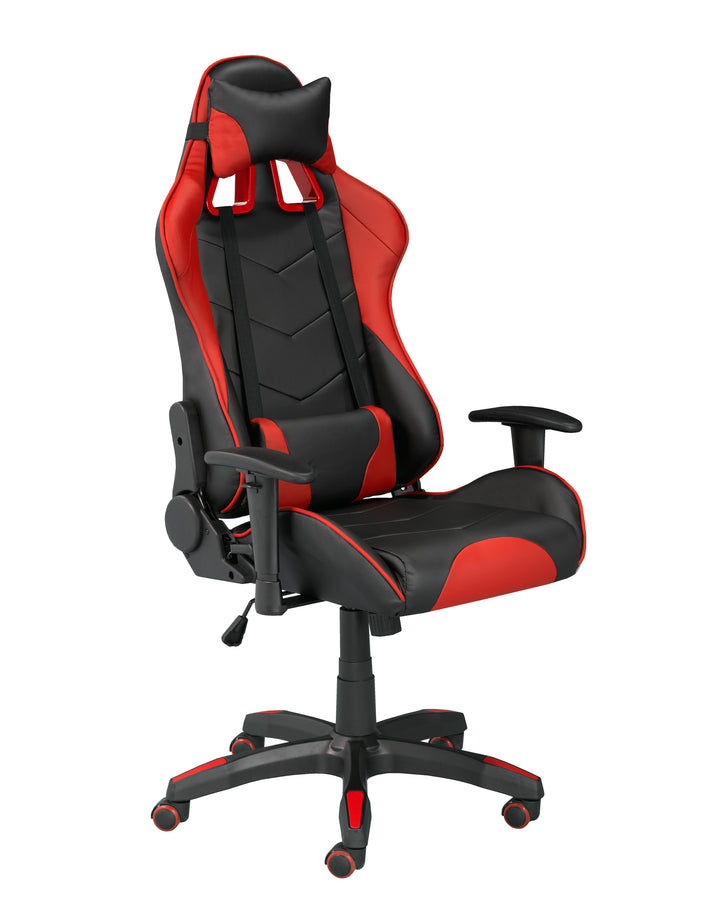 Maverick Ergonomic Gaming Chair In Faux Leather Upholstery - Black/ Red