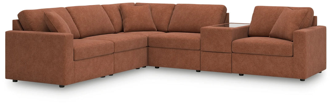 92102S7 Modmax 6-Piece Fabric Sectional Sofa With Storage Console - Spice | Signature Design By Ashley