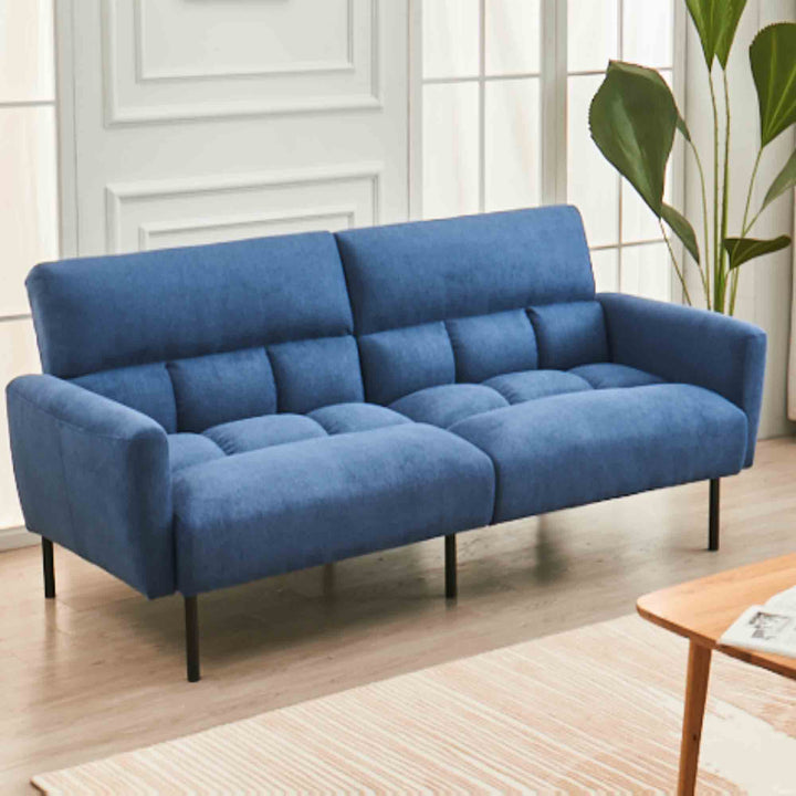 Sean Fabric Upholstered Sofa Bed In Splendid Blue Finish