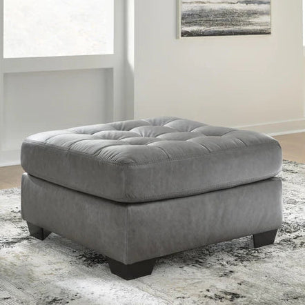 3150308 Clairette Court Oversized Accent Ottoman in Leatherette Upholstery - Alloy | Benchcraft By Ashley