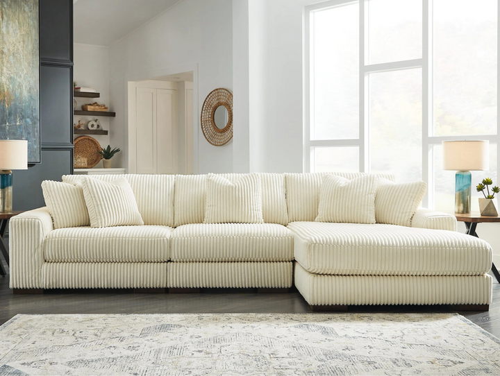 21104S12 Lindyn 3-Piece RAF Sectional Sofa in Fabric Upholstery - Ivory | Signature Design by Ashley