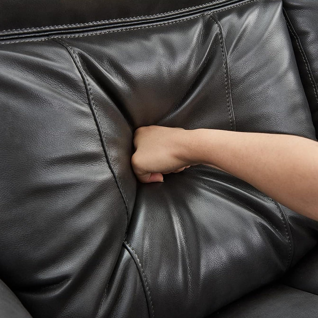 Nestle 5-Seater Sectional Recliner In Leather Upholstery - Black