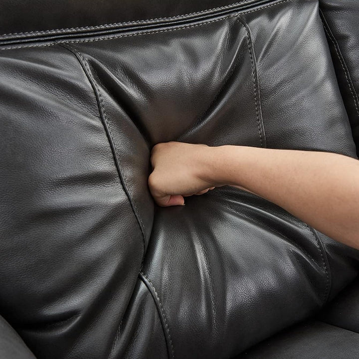Nestle 5-Seater Sectional Recliner In Leather Upholstery - Black