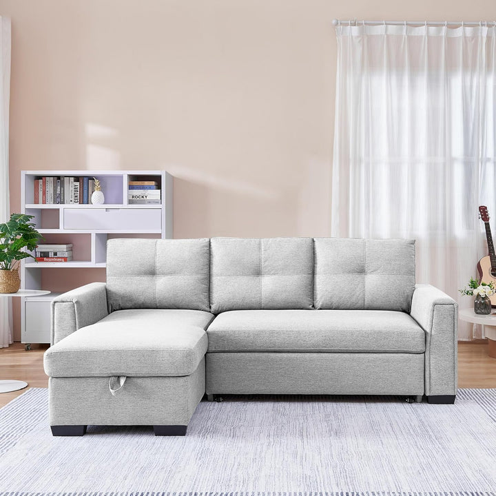 Nexel Sectional Sofa Bed With Reversible Storage Chaise - Grey