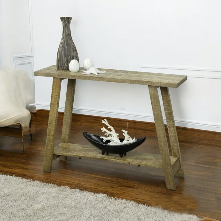 Keira Wooden 2-Tier Console Table In Reclaimed Grey Finish