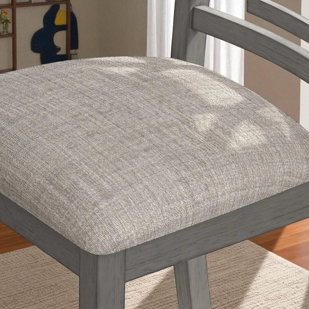 Anna Wooden Dining Table Set For 6 With Fabric Upholstered Chairs - Grey