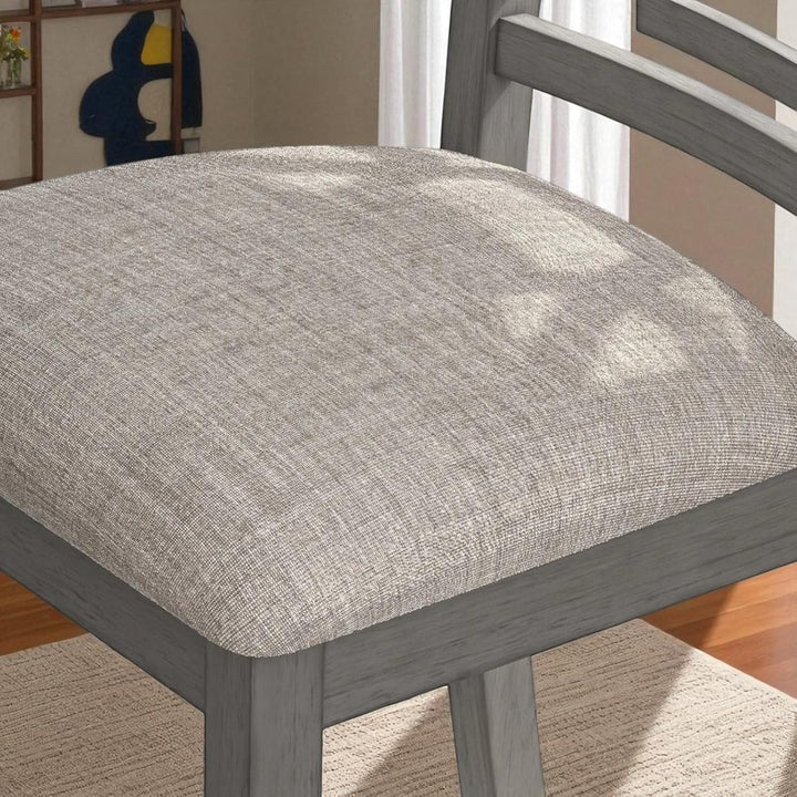 Anna Wooden Dining Table Set For 6 With Fabric Upholstered Chairs - Grey