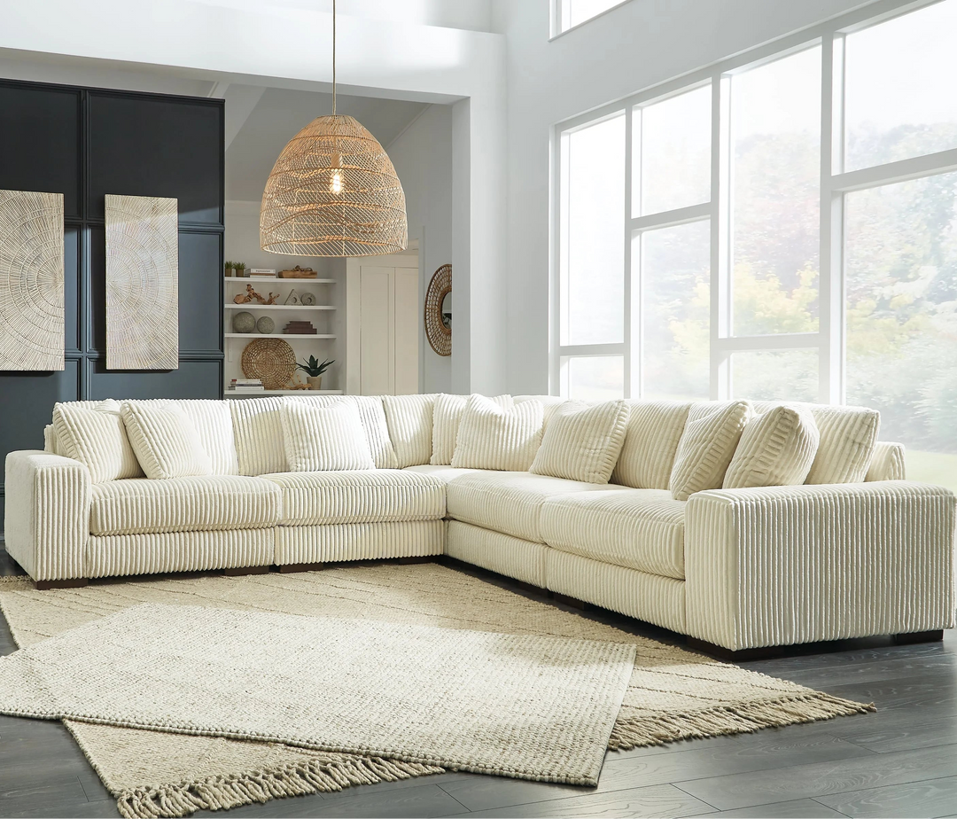 21104S5 Lindyn 5-Piece Sectional Sofa in Fabric Upholstery - Ivory | Signature Design by Ashley