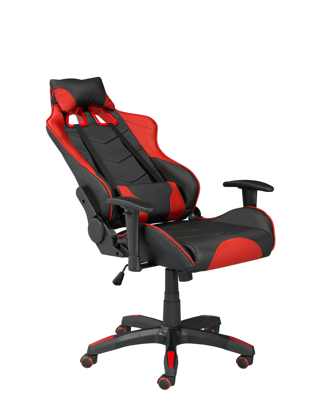 Maverick Ergonomic Gaming Chair In Faux Leather Upholstery - Black/ Red