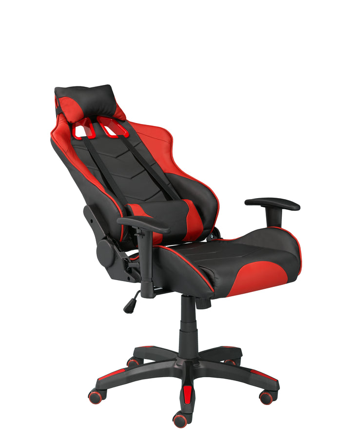 Maverick Ergonomic Gaming Chair In Faux Leather Upholstery - Black/ Red