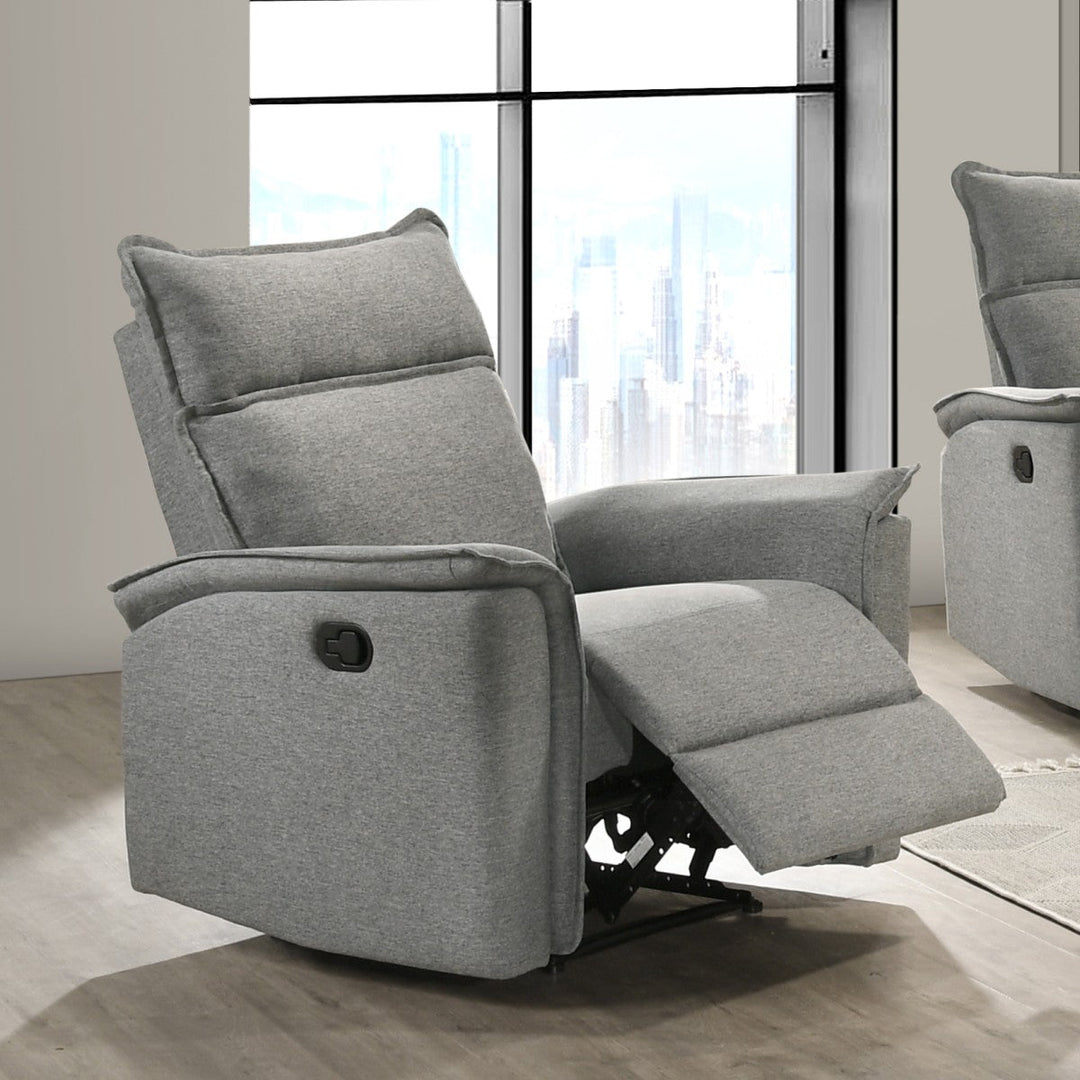 Leera Manual Rocker Recliner Chair In Fabric Upholstery - Grey